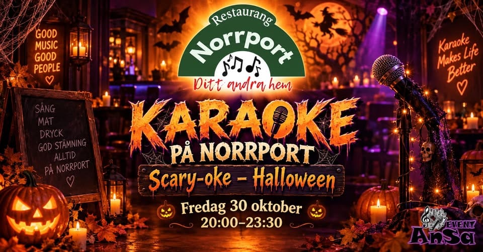KARAOKE PÅ NORRPORT – SCARY-OKE HALLOWEEN! 🎤🕸️